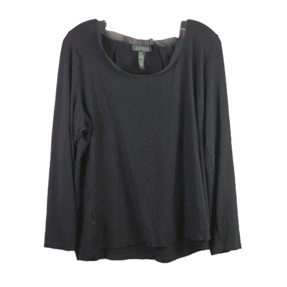 Lauren Ralph Lauren Women's 2X Black Short Sleeve Shirt
